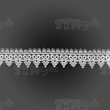 Кружево ажурное, нежное переплетение причудливых узоров с фестонами по краям, ширина 55 мм, цвет кипенно-белый, намотка 15 ярдов фото 1