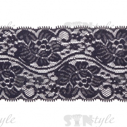 Кружево эластичное, ширина 80 мм, цвет темно-синий, намотка 15 ярдов фото 2