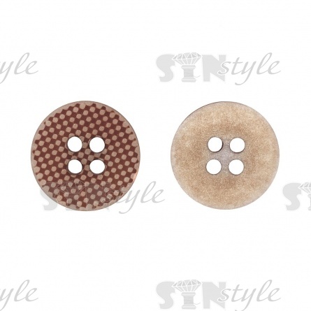 Пуговица пластиковая на четыре прокола, размер 24L, цвет капучино фото 1