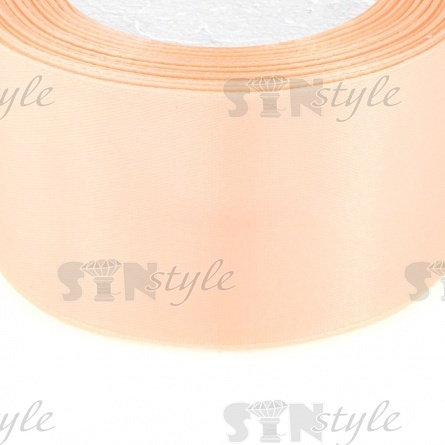 Декоративная лента атласная, ширина 50 мм, намотка 25 ярдов, цвет абрикосовый (№007) фото 2