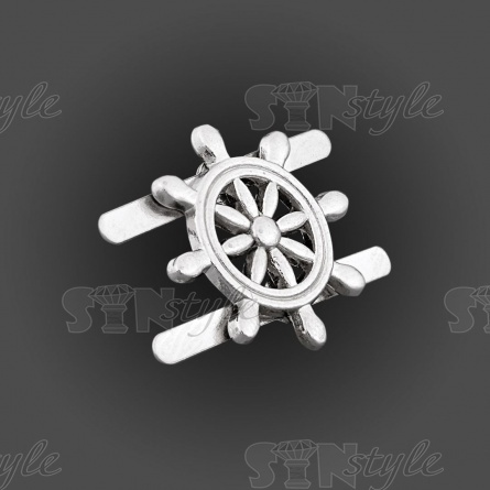 Брошь металлическая, крепление усики, цвет серебяный, размер 19х19мм фото 2