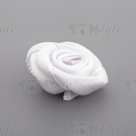 Цветочек из атласной ленты, белый, размер 20 мм фото 2