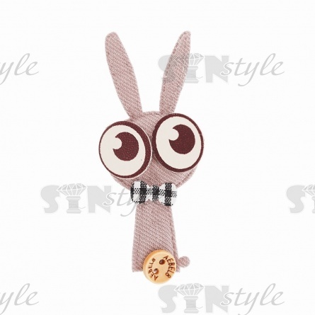 Аппликация 3D "Зайчик", цвет грязно-розовый, размер 28х55 мм фото 1