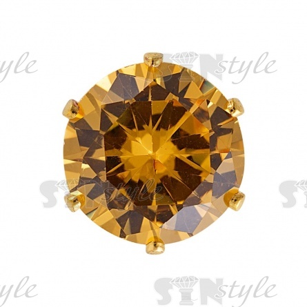 Стразы пришивные стеклянные в цапах, форма круг, цвет золото+желтый, диаметр 8 мм фото 1