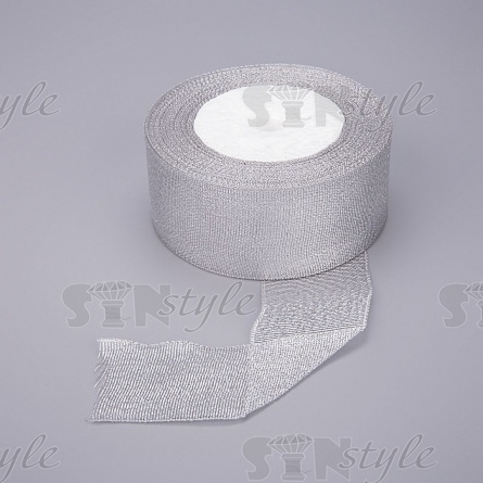 Лента люрикс, ширина 40 мм, цвет серебряный, намотка 25 ярдов фото 1
