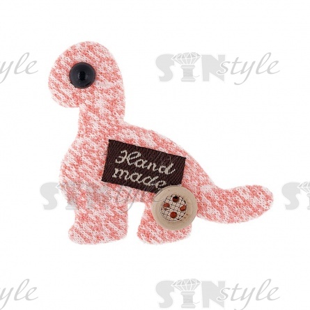 Аппликация 3D "Динозаврик", цвет грязно-розовый, размер 45х45 мм фото 1