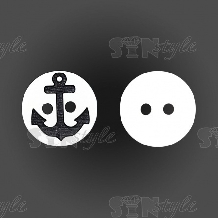 Пуговица пластиковая на два прокола, размер 20L, цвет белый/черный фото 1