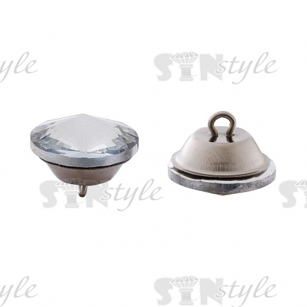 Пуговица стеклянная "кристалл", размер 20L, цвет белый прозрачный фото 2