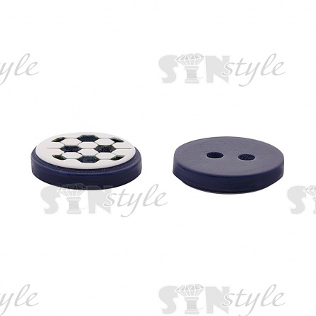 Пуговица пластиковая на два прокола "Футбол", размер 20L, цвет белый/синий фото 3