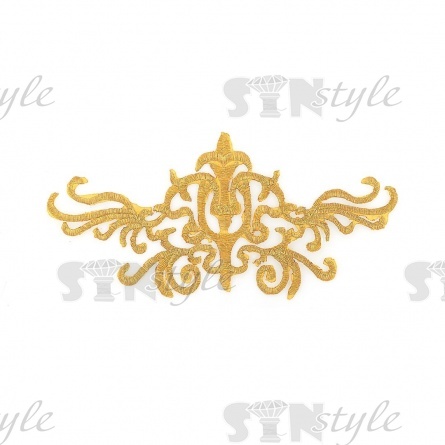 Термоаппликация орнамент, цвет золотой, размер 190х90 мм фото 1