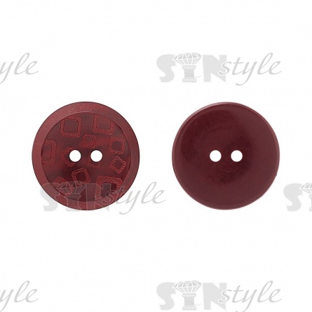 Пуговица пластиковая на два прокола, бордовая, 40L фото 1