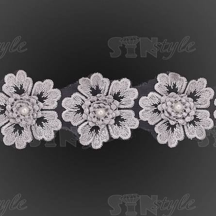 Цветочки из капроновой ленты, размер 55 мм, цвет серый, намотка 20 ярдов, 17 шт/ярд фото 3