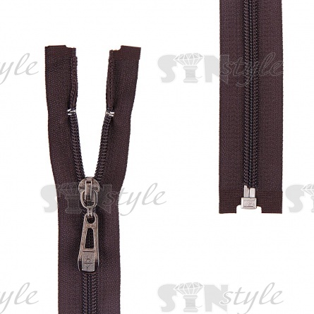 Молния спираль, тип 5, разъемная, длина 85 см, цвет 305 (графит), бегунок темный никель фото 1