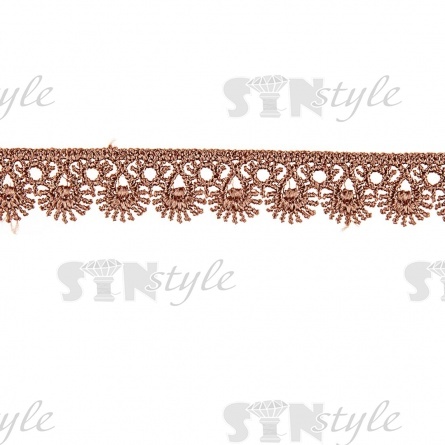 Кружево ажурное, тонкая изящная нежная гирлянда с причудливым узором и резными краями, ширина 15 мм, цвет каппучино , намотка 10 ярдов  фото 1