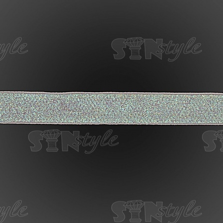 Лента бархатная с люрексом, ширина 15 мм, намотка 50 ярдов, цвет белый фото 2