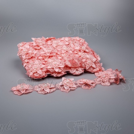 Кружево "Цветочное", ширина 50 мм, цвет розовый, намотка 10 ярдов  фото 1