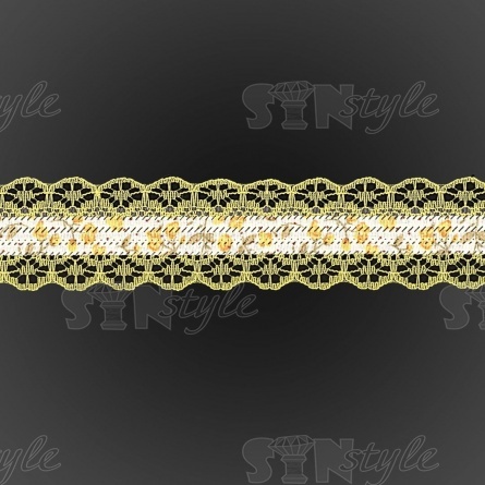 Декоративная лента на кружевной основе с цветочным принтом, цвет желтый, ширина 30 мм, намотка 20 ярдов фото 3