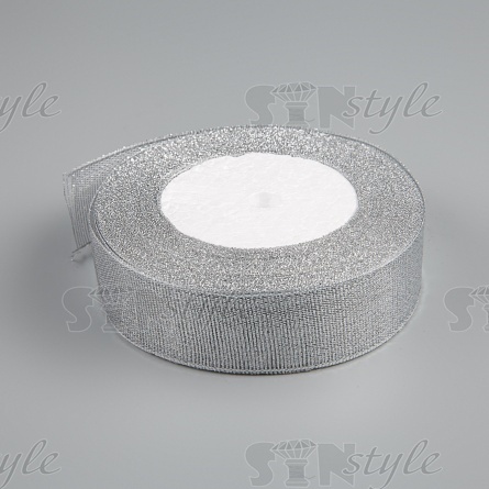 Тесьма люрикс, ширина 25 мм, намотка 25 ярдов, цвет серебряный фото 1