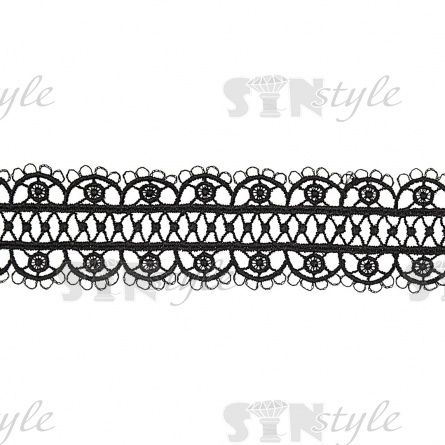 Кружево ажурное матовая нить, ширина 33 мм, цвет черный, намотка 15 ярдов фото 1