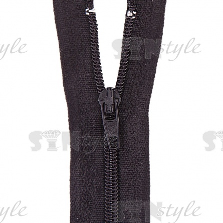 Молния спираль, тип 3, неразъемная, основа нейлон, длина 20 см, цвет 322 (черный),"простой" бегунок фото 2