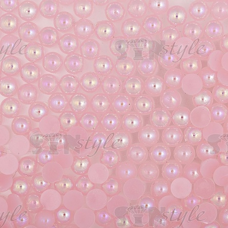 Полубусины под жемчуг пластиковые, размер 6 мм, цвет розовый радужный фото 2