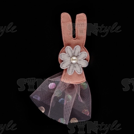 Аппликация 3D "Зайчик", цвет грязно-розовый, размер 70х90 мм фото 1