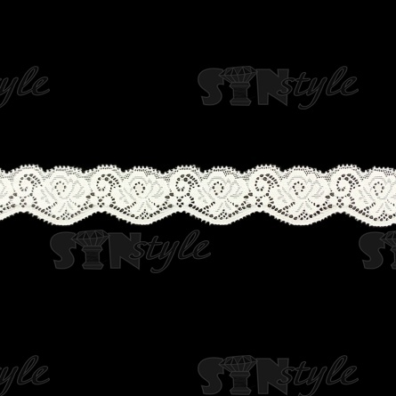 Кружево эластичное, ширина 35 мм, цвет белый, намотка 15 ярдов, материал лайкра  фото 1