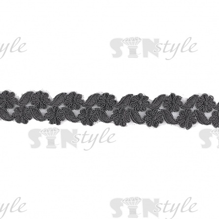 Кружево гипюр, нежная цветочная гирлянда с резным краем, ширина 40 мм намотка 10ярд  фото 1