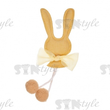 Аппликация 3D "Зайчик", цвет желтый, размер 35х95 мм фото 1