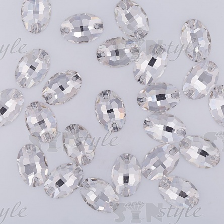 Стразы пришивные стеклянные Овал, цвет белый прозрачный, размер 11*17 мм, 144 шт/уп  фото 3