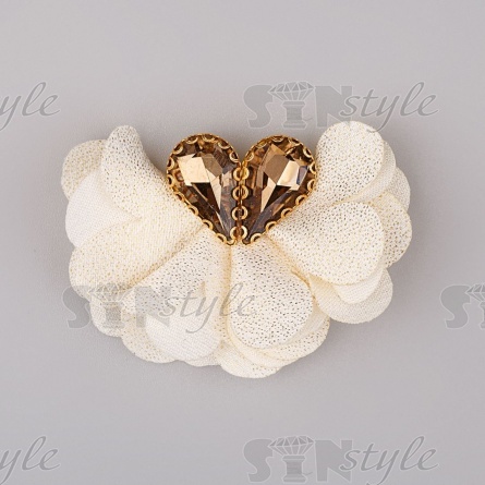 Цветочки декоративные со стразами, цвет шампань, размер 40х25 мм,  фото 1