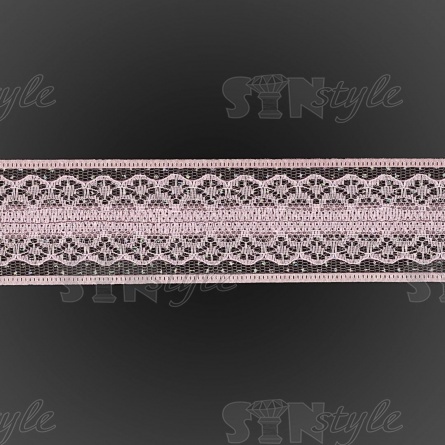 Лента капроновая, отделанная кружевом, ширина 40 мм, цвет розовый, намотка 25 ярдов фото 3