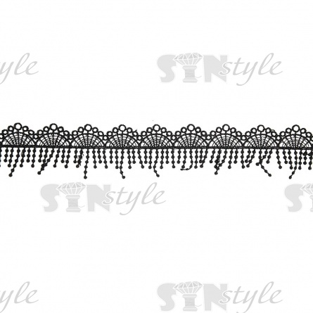Кружево ажурное, нежная изящная гирлянда с тонкой бахромой по нижнему краю, ширина 45 мм, цвет черный, намотка 10 ярдов  фото 2