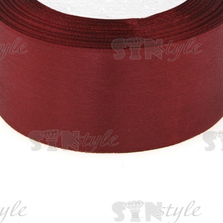 Декоративная лента атласная, ширина 38 мм, намотка 25 ярдов, цвет бордовый (№048) фото 2