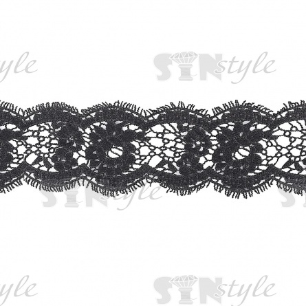 Кружево ажурное, матовая нить, ширина 105 мм, цвет черный, намотка 15 ярдов фото 1