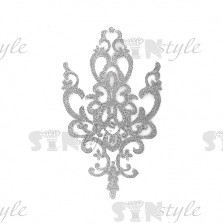 Термоаппликация орнамент, цвет серебряный, размер 155х260 мм фото 1