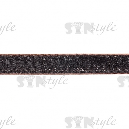 Лента бархатная с люрексом, ширина 15 мм, цвет 120 (шоколадный), намотка 20 ярдов фото 1
