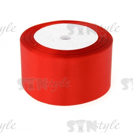 Декоративная лента атласная, ширина 50 мм, длина 25 ярдов, цвет красный (№026) фото 1