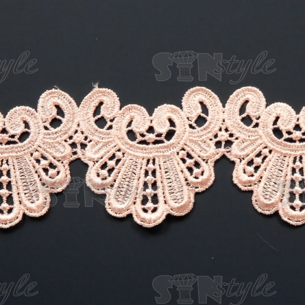 Кружево ажурное, ширина 65 мм, цвет грязно-розовый, намотка 15 ярдов фото 2