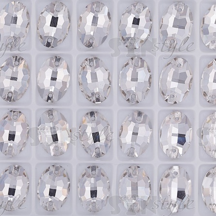 Стразы пришивные стеклянные Овал, цвет белый прозрачный, размер 11*17 мм, 144 шт/уп  фото 2