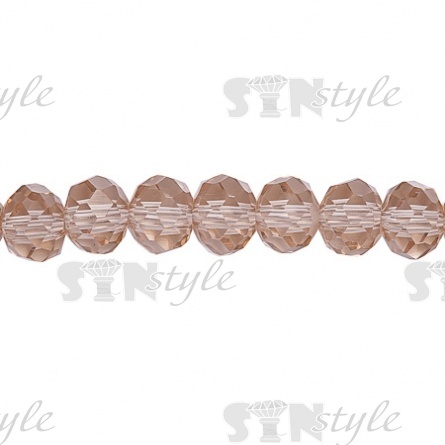 Бусины граненые Рондель (стекло), цвет светло-бежевый (23), 6 мм, 85 шт/нить фото 1