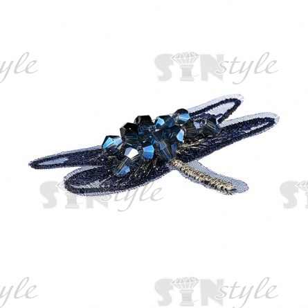 Аппликации с элементами из бисера, цвет темно-синий, размер 50х35 мм фото 2