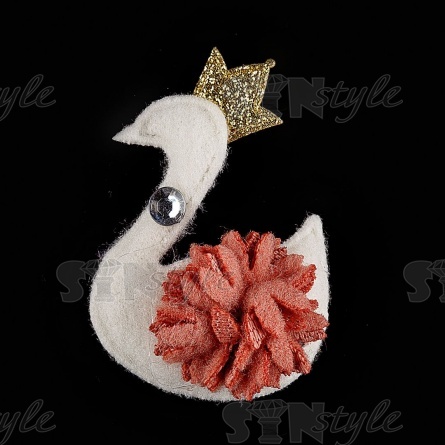 Аппликация 3D "Лебедь", цвет молочный, размер 35х50 мм фото 1