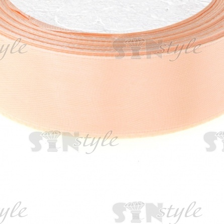 Лента атласная, ширина 25 мм,намотка 25 ярдов, цвет персиковый (№007) фото 2