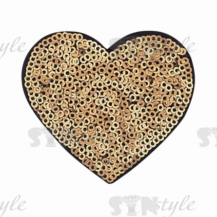 Термоаппликация "Сердечко" с пайетками, размер 67х63 мм фото 1