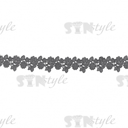 Кружево ажурное, нежная цветочная гирлянда с резными краями, ширина 50 мм, цвет черный, намотка 15 ярдов фото 2