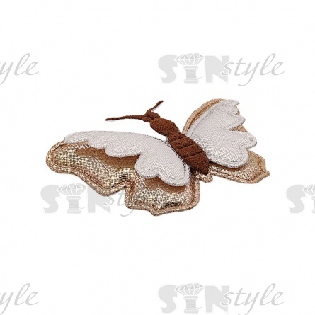 Аппликация 3D "Бабочка", цвет серебряный+золотой, размер 50х35 мм фото 2