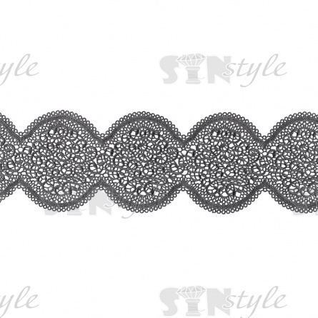 Кружево ажурное, нежная воздушная гирлянда с резными краями, ширина 125 мм, цвет черный, намотка 15 ярдов фото 2