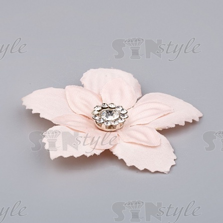 Цветочки декоративные со стразами, цвет персиковый, диаметр 45 мм фото 2