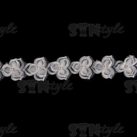 Цветочки из капроновой ленты, ширина 40 мм, намотка 20 ярдов, цвет белый, № 7 фото 3